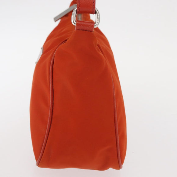 PRADA Shoulder Bag Nylon Orange Silver Auth 152734