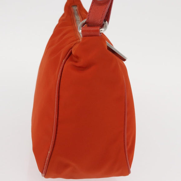 PRADA Shoulder Bag Nylon Orange Silver Auth 152734