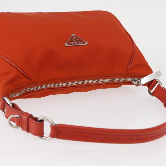 PRADA Shoulder Bag Nylon Orange Silver Auth 152734