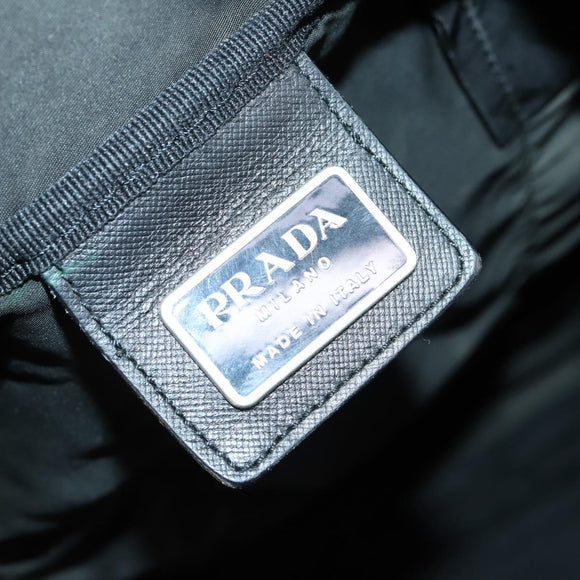 PRADA Boston Bag Nylon 2way Black Silver Auth 152736