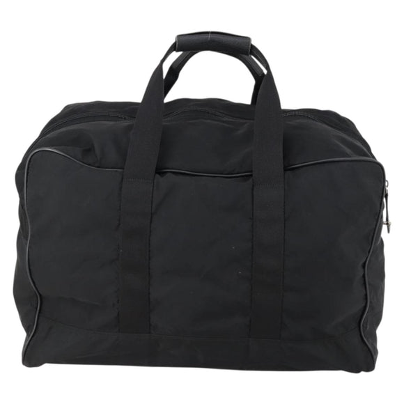 PRADA Boston Bag Nylon 2way Black Silver Auth 152736