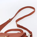 Miu Miu Madras Hand Bag Leather 2way Orange Gold Auth 152737-10