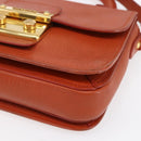 Miu Miu Madras Hand Bag Leather 2way Orange Gold Auth 152737-12