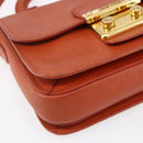 Miu Miu Madras Hand Bag Leather 2way Orange Gold Auth 152737-13