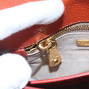 Miu Miu Madras Hand Bag Leather 2way Orange Gold Auth 152737-18