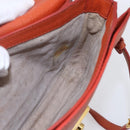 Miu Miu Madras Hand Bag Leather 2way Orange Gold Auth 152737-20