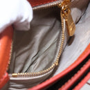 Miu Miu Madras Hand Bag Leather 2way Orange Gold Auth 152737-24