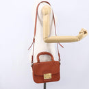 Miu Miu Madras Hand Bag Leather 2way Orange Gold Auth 152737-26