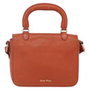 Miu Miu Madras Hand Bag Leather 2way Orange Gold Auth 152737-3
