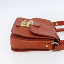 Miu Miu Madras Hand Bag Leather 2way Orange Gold Auth 152737-5