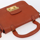 Miu Miu Madras Hand Bag Leather 2way Orange Gold Auth 152737-6