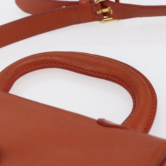 Miu Miu Madras Hand Bag Leather 2way Orange Gold Auth 152737