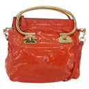 Miu Miu Hand Bag Enamel 2way Orange Gold Auth 152738-1