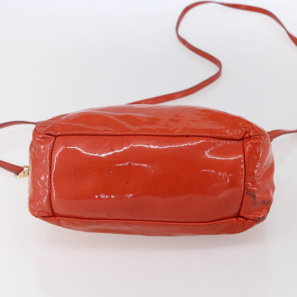 Miu Miu Hand Bag Enamel 2way Orange Gold Auth 152738