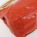 Miu Miu Hand Bag Enamel 2way Orange Gold Auth 152738-13