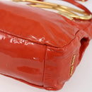 Miu Miu Hand Bag Enamel 2way Orange Gold Auth 152738-14