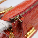 Miu Miu Hand Bag Enamel 2way Orange Gold Auth 152738-17