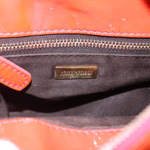 Miu Miu Hand Bag Enamel 2way Orange Gold Auth 152738
