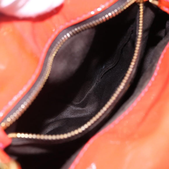 Miu Miu Hand Bag Enamel 2way Orange Gold Auth 152738