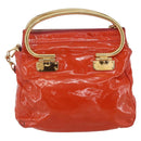 Miu Miu Hand Bag Enamel 2way Orange Gold Auth 152738-3