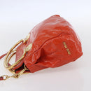 Miu Miu Hand Bag Enamel 2way Orange Gold Auth 152738-4