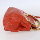 Miu Miu Hand Bag Enamel 2way Orange Gold Auth 152738-5