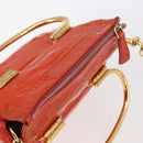 Miu Miu Hand Bag Enamel 2way Orange Gold Auth 152738-6