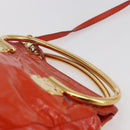 Miu Miu Hand Bag Enamel 2way Orange Gold Auth 152738-8