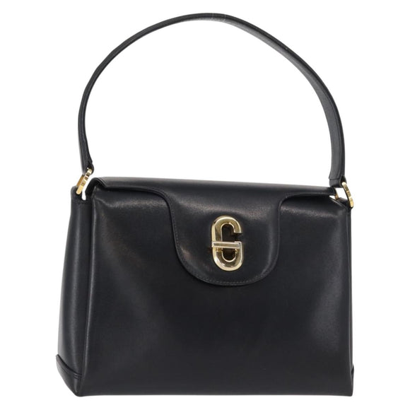 GUCCI Shoulder Bag Leather Navy Gold Auth 152739