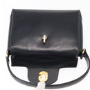 GUCCI Shoulder Bag Leather Navy Gold Auth 152739-15