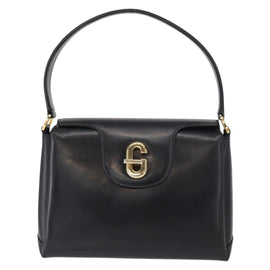 GUCCI Shoulder Bag Leather Navy Gold Auth 152739 - 0
