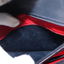 GUCCI Shoulder Bag Leather Navy Gold Auth 152739-21