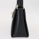 GUCCI Shoulder Bag Leather Navy Gold Auth 152739-4