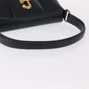GUCCI Shoulder Bag Leather Navy Gold Auth 152739-7