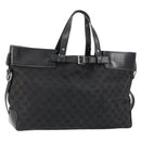 GUCCI GG Canvas Hand Bag Black Silver 106251 Auth 152740-1