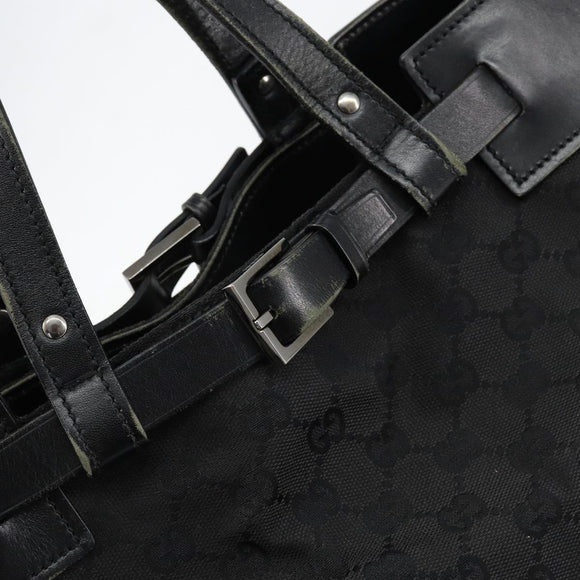 GUCCI GG Canvas Hand Bag Black Silver 106251 Auth 152740