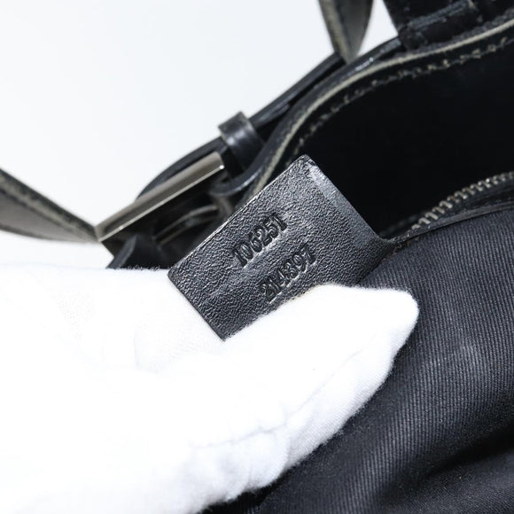GUCCI GG Canvas Hand Bag Black Silver 106251 Auth 152740