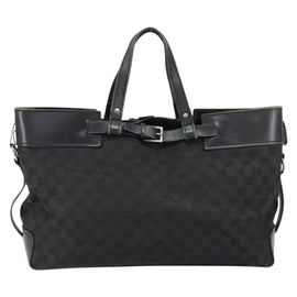GUCCI GG Canvas Hand Bag Black Silver 106251 Auth 152740 - 0