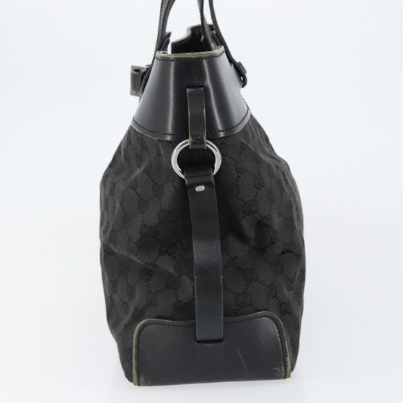 GUCCI GG Canvas Hand Bag Black Silver 106251 Auth 152740