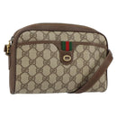 GUCCI GG Supreme Web Sherry Line Bag PVC Beige Gold 116 02 089 Auth 152741-1