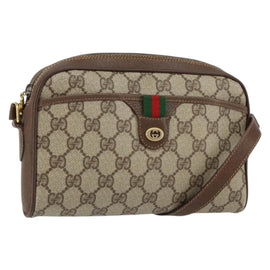 GUCCI GG Supreme Web Sherry Line Bag PVC Beige Gold 116 02 089 Auth 152741