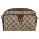 GUCCI GG Supreme Web Sherry Line Bag PVC Beige Gold 116 02 089 Auth 152741-13