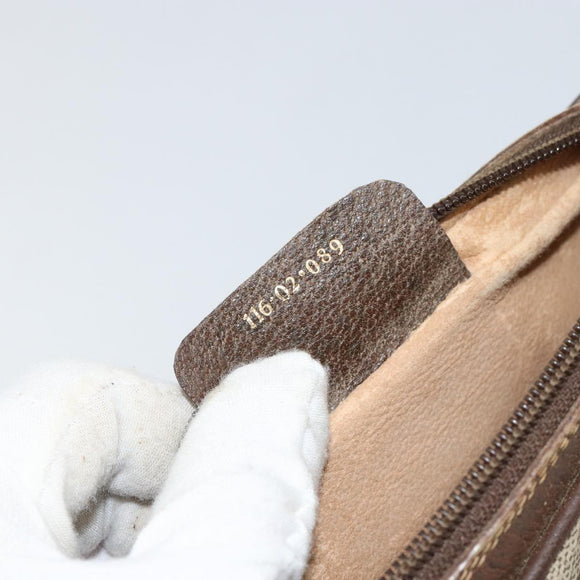 GUCCI GG Supreme Web Sherry Line Bag PVC Beige Gold 116 02 089 Auth 152741