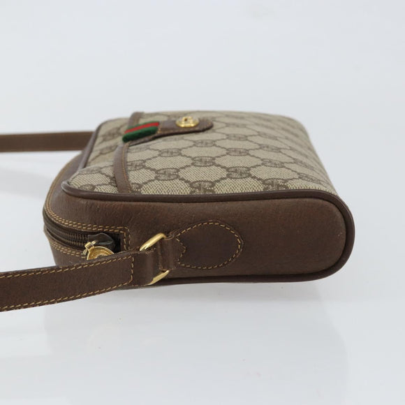 GUCCI GG Supreme Web Sherry Line Bag PVC Beige Gold 116 02 089 Auth 152741