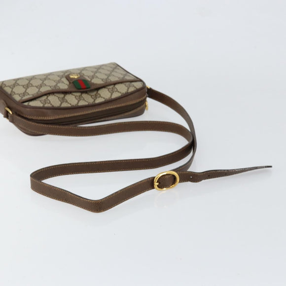 GUCCI GG Supreme Web Sherry Line Bag PVC Beige Gold 116 02 089 Auth 152741