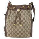 GUCCI GG Supreme Web Sherry Line Bag PVC Beige Gold 164 02 034 Auth 152742-2