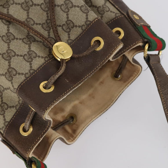 GUCCI GG Supreme Web Sherry Line Bag PVC Beige Gold 164 02 034 Auth 152742