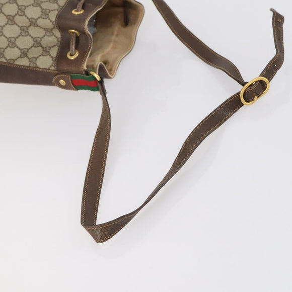 GUCCI GG Supreme Web Sherry Line Bag PVC Beige Gold 164 02 034 Auth 152742