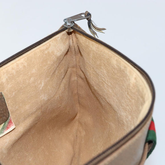 GUCCI GG Supreme Web Sherry Line Bag PVC Beige Gold 904 02 026 Auth 152743