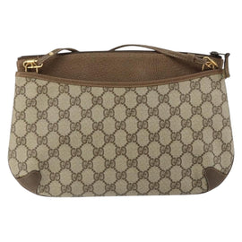 GUCCI GG Supreme Web Sherry Line Bag PVC Beige Gold 904 02 026 Auth 152743 - 0